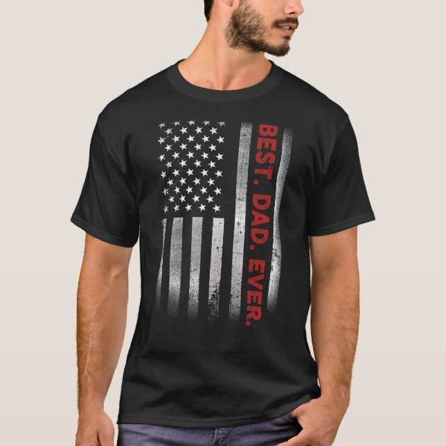 Camiseta O melhor Pai de sempre com bandeira americana para (Frente)