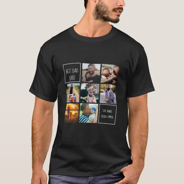 Camiseta O melhor pai jamais fotografou colagem e texto pre (Frente)
