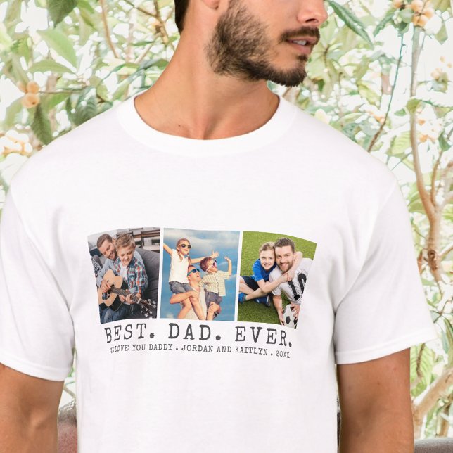 Camiseta O MELHOR PAI NUNCA 3 Fotos Personalizadas (Criador carregado)