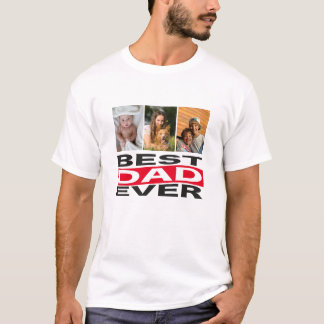 Camiseta O Melhor Pai Personalizado De 3 Fotos