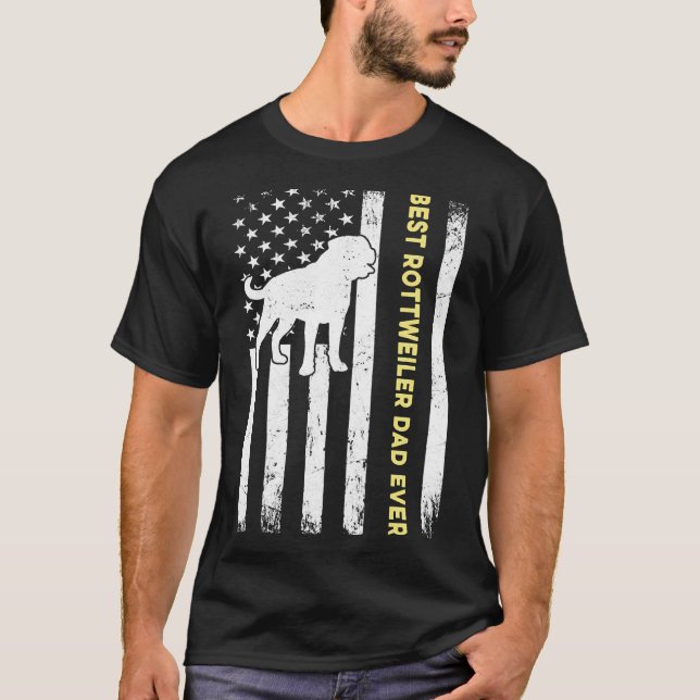 Camiseta O melhor Pai Rottweiler da bandeira americana do c (Frente)