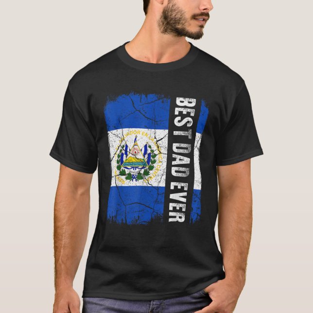 Camiseta O melhor Pai salvadorenho de El Salvador sinaliza  (Frente)