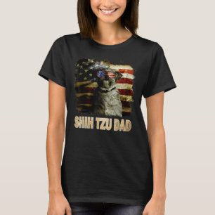 Camiseta O Melhor Pai Shih Tzu De Bandeira Americana 4 De J