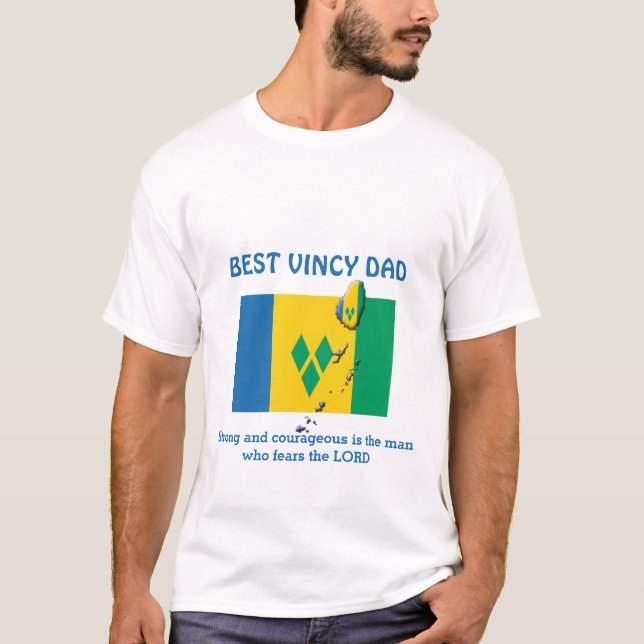 Camiseta O MELHOR PAI VINCY, Forte, Corajoso Personalizado (Frente)