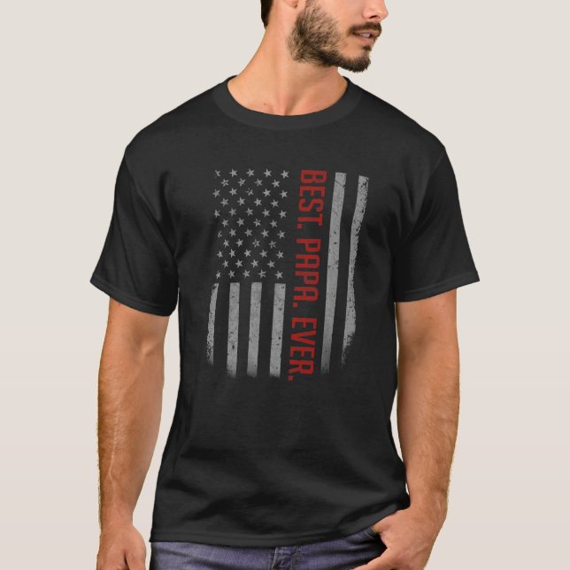 Camiseta O Melhor Papa Dos Eua Bandeira Americana Do Pai (Frente)