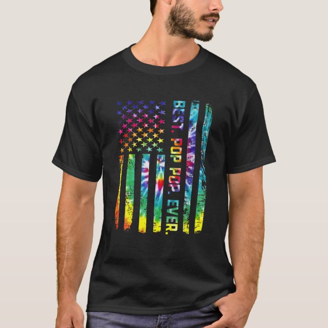 Camiseta O Melhor Pop De Pop Nunca Tie Dye American Flag T  (Frente)