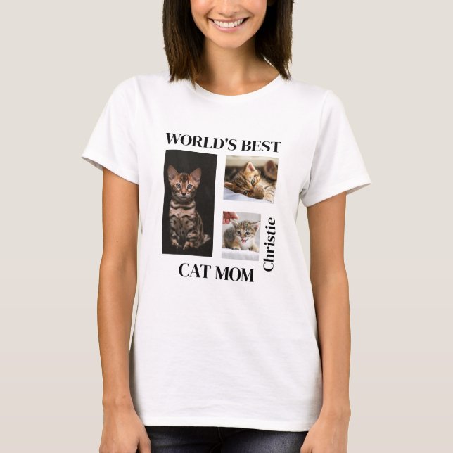 Camiseta O melhor presente personalizado da mãe de gato do  (Frente)