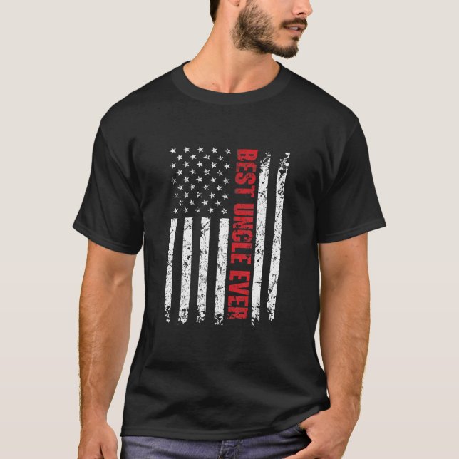 Camiseta O Melhor Tio Tio De Bandeira Americana Dando Prese (Frente)