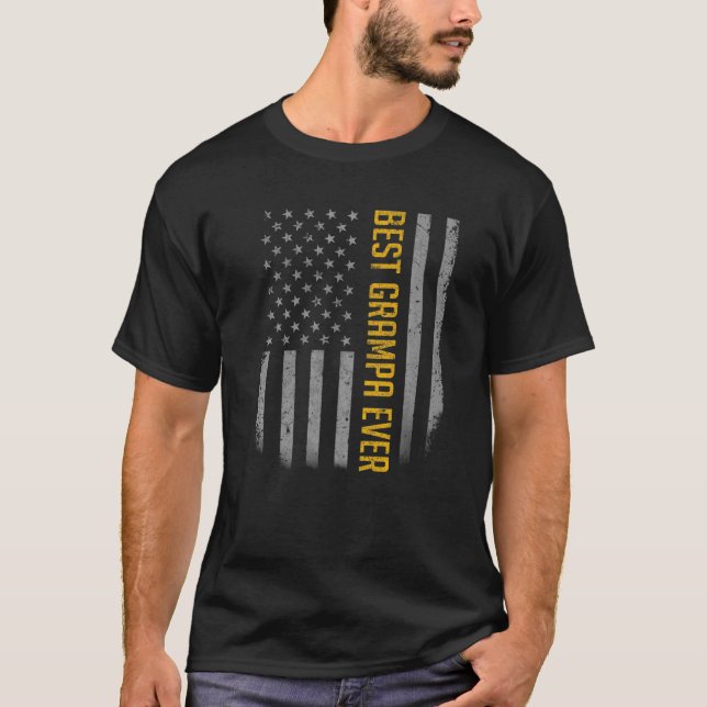 Camiseta O melhor vovô    sinalizador americano para o pai (Frente)