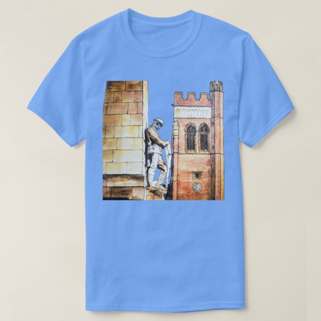 Camiseta O Memorial da Guerra e a Igreja Cristo Fenton (Frente do Design)