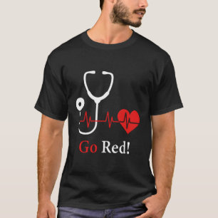 Camiseta O Mês da Saúde Fevereiro Ficar Vermelho A Consciên