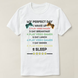 Camiseta O meu acordar perfeito para jogar videos games com
