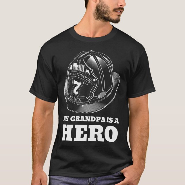 Camiseta O meu avô é um Bombeiro Herói da Família (Frente)