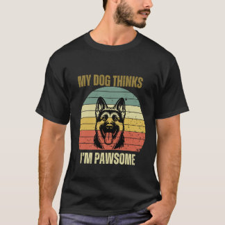 Camiseta O meu cão pensa, eu sou um pouco