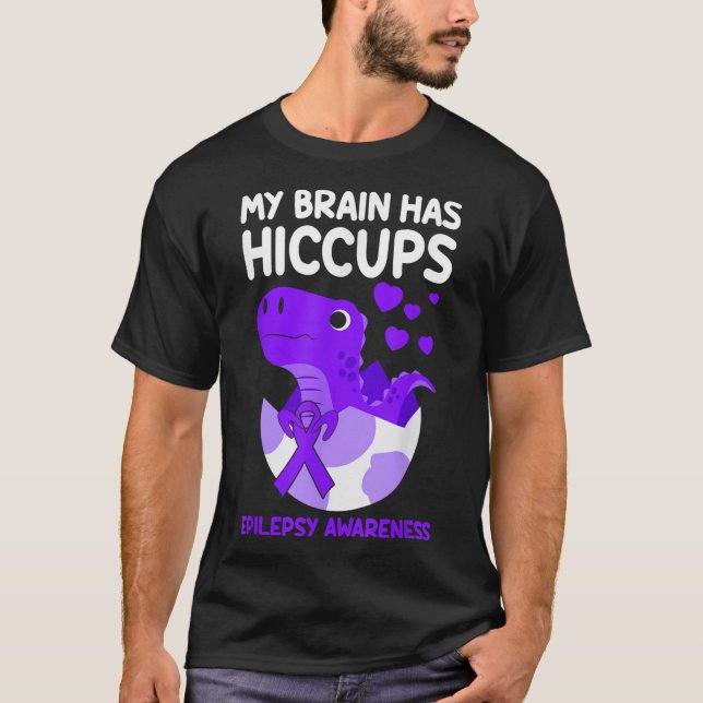 Camiseta O Meu Cérebro Tem Hiccopes Roxo Epilepsia (Frente)