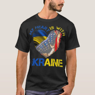 Camiseta O MEU CORAÇÃO ESTÁ COM A UCRÂNIA, A Bandeira A