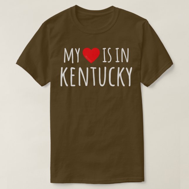 Camiseta O MEU CORAÇÃO ESTÁ EM KENTUCKY, Estado Americano B (Frente do Design)
