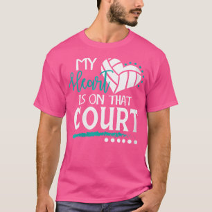 Camiseta O Meu Coração Está Naquela Corte De Voleibol Bonit