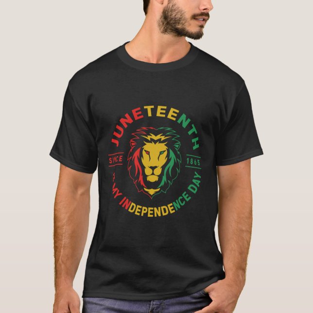 Camiseta O Meu Dia de Independência Lion Afro-Americano (Frente)
