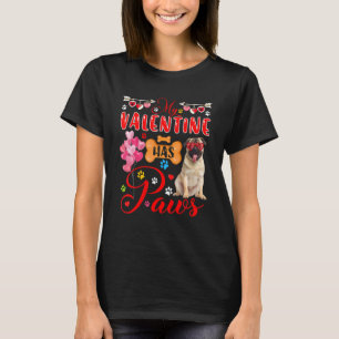 Camiseta O Meu Dia dos Namorados Tem Patas Pug Fofo Óculos