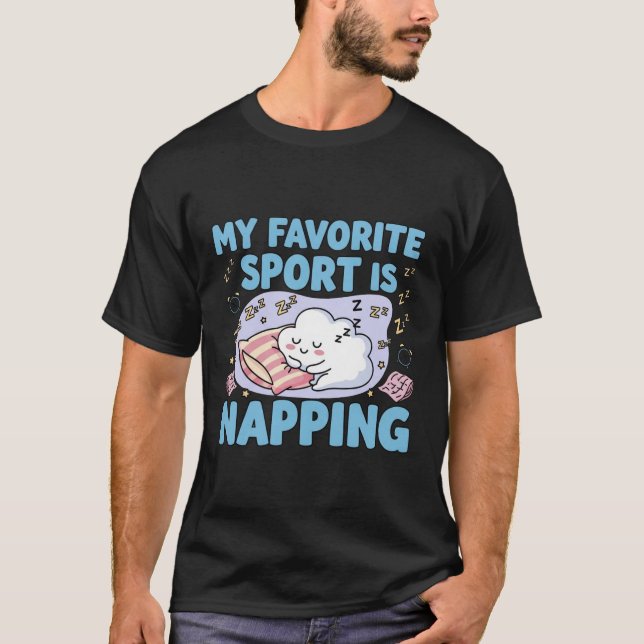 Camiseta O meu esporte favorito é o "Napping" - T-Shirt Eng (Frente)