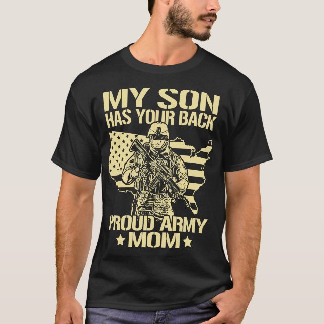 Camiseta O Meu Filho Tem As Suas Costas E Orgulhosas Mãe Do (Frente)