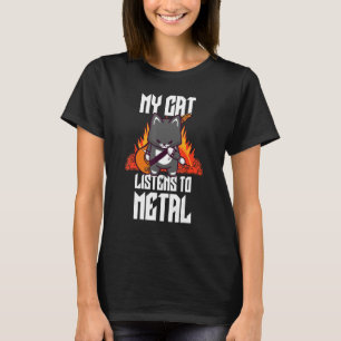 Camiseta O Meu Gato Escuta O Gato De Rock Gótico De Metal