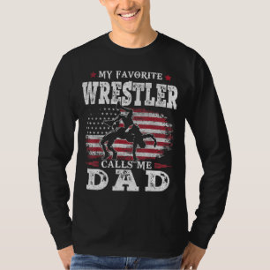 Camiseta O meu lutador favorito chama-me Pai EUA Bandeira P