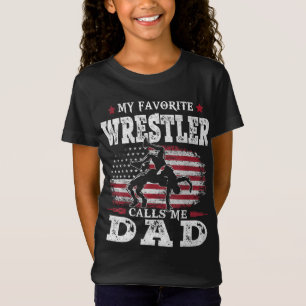 Camiseta O meu lutador favorito chama-me Pai EUA Bandeira P
