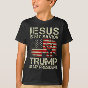 Camiseta O Meu Salvador Trump É O Meu Presidente Trump 2024