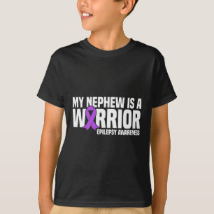 Camiseta O meu sobrinho é um guerreiro roxo Fita Epilepsia 