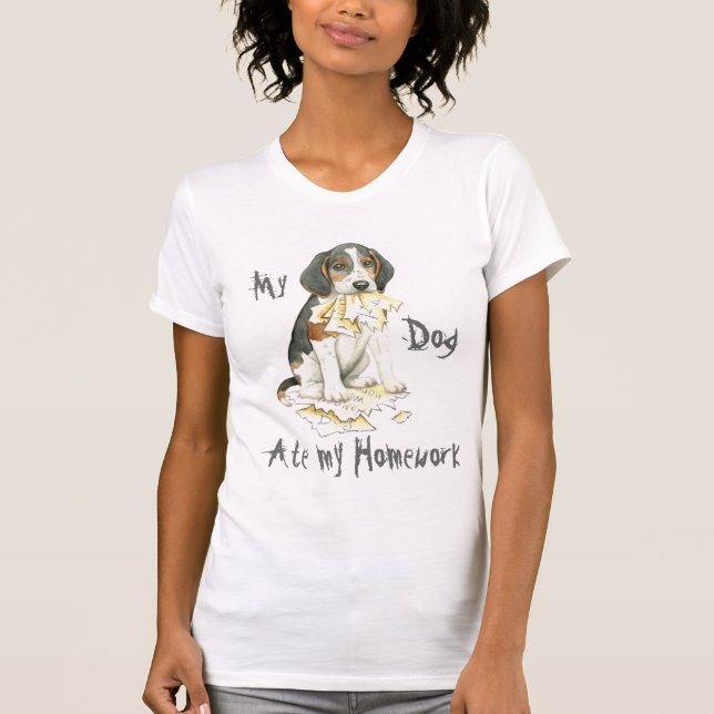 Camiseta O Meu Tremendo Walker Coonhound Comeu O Meu Trabal (Frente)