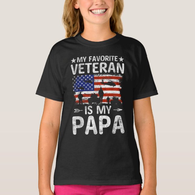 Camiseta O Meu Veterano Favorito É O Exército Do Meu Papa (Frente)