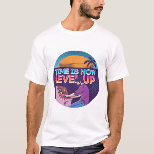 Camiseta O Momento É Agora Level Up Retro Gamer Arcade 80s