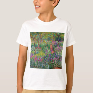 Camiseta o monet floresce o vintage -íris-jardim-em-giverny