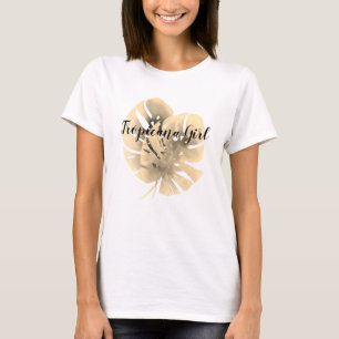 Camiseta O monstera bege do sepia exótico tropical deixa o