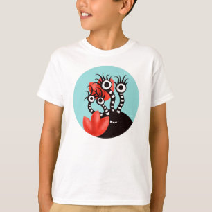 Camiseta O monstro bonito com quatro olhos abstrai miúdos