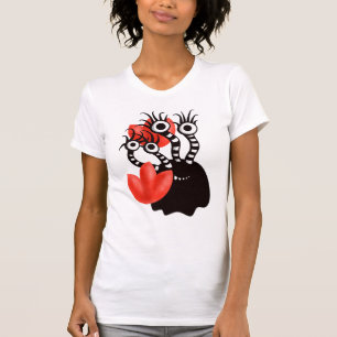 Camiseta O monstro bonito com quatro olhos abstrai tulipas