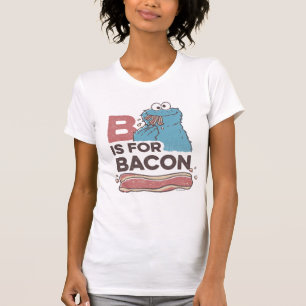 Camiseta O monstro do biscoito   B é para o bacon