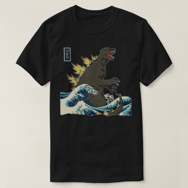 Camiseta O MONSTRO EXCELENTE DE KANAGAWA #TeamGodzilla Wave (Frente do Design)