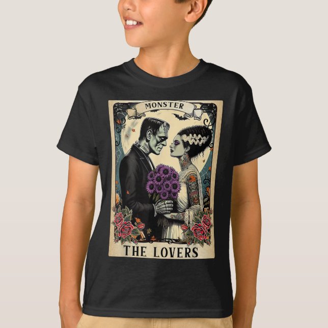 Camiseta O Monstro Frankenstein E A Noiva Os Amantes Taro (Frente)