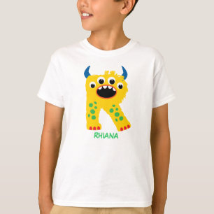 Camiseta O monstro rotula o t-shirt (letra R)