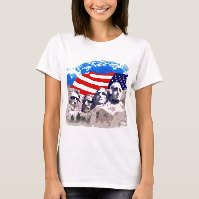 Camiseta O Monte Rushmore com bandeira americana (Frente)