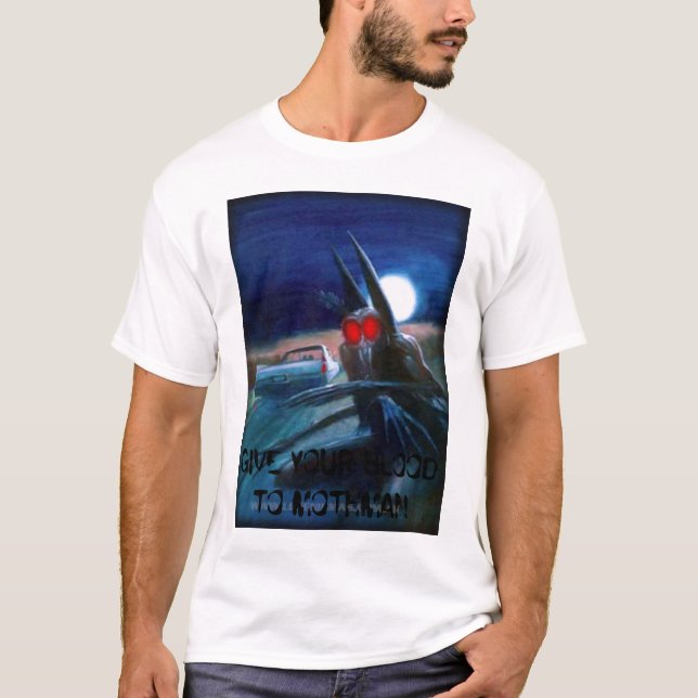 Camiseta o mothman, DÁ SEU SANGUE A MOTHMAN (Frente)