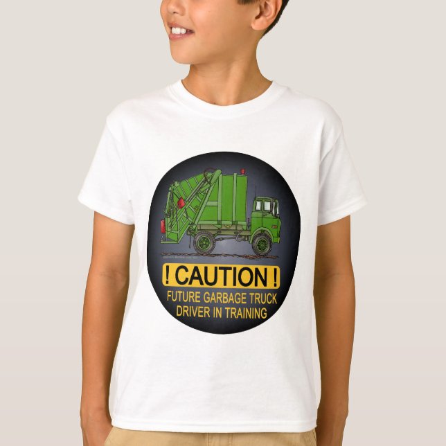 Camiseta O motorista futuro do verde do caminhão de lixo (Frente)