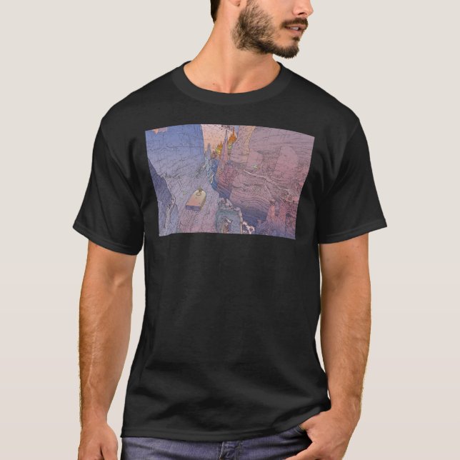 Camiseta o mundo de edena, montanha, penhasco, monumental,c (Frente)