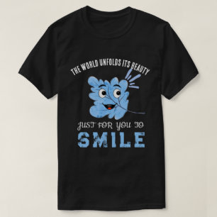 Camiseta "O Mundo Desdobra Sua Beleza" Folha Azul Sorrident