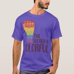 Camiseta O mundo é um Casal Gay Colorido Rainbow LGB