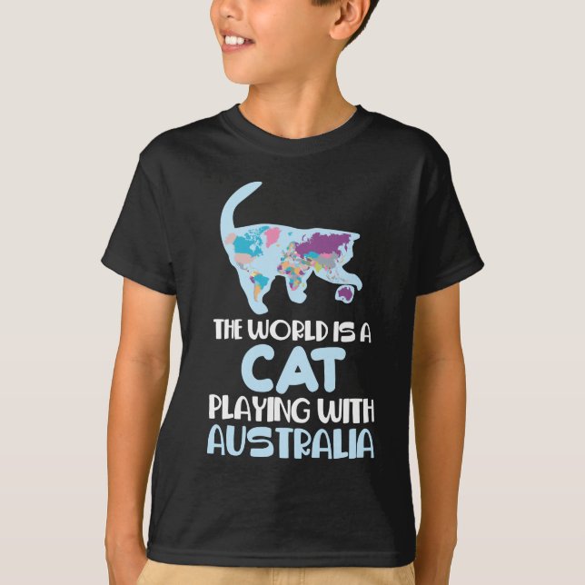 Camiseta O Mundo É Um Gato Brincando De Humor Viajante Na A (Frente)