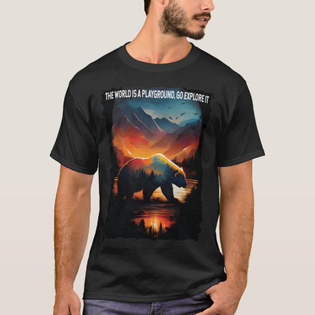Camiseta O Mundo É Um Playground Vá Explorar A Câmera De Vi (Frente)